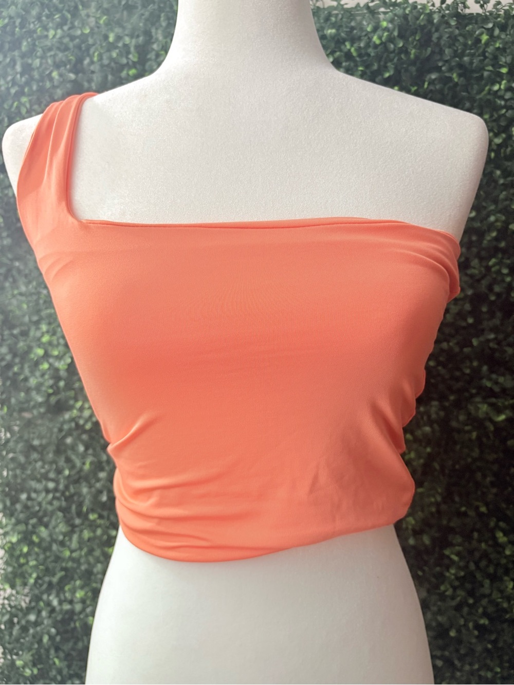 Asymmetrical One-Shoulder Orange Crop Top